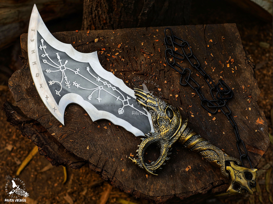 God of War Blades of Chaos Metal God of War Blades of Chaos Sword Twin Blades and Axe Cosplay Gift Idea Christmas Gift for Husband