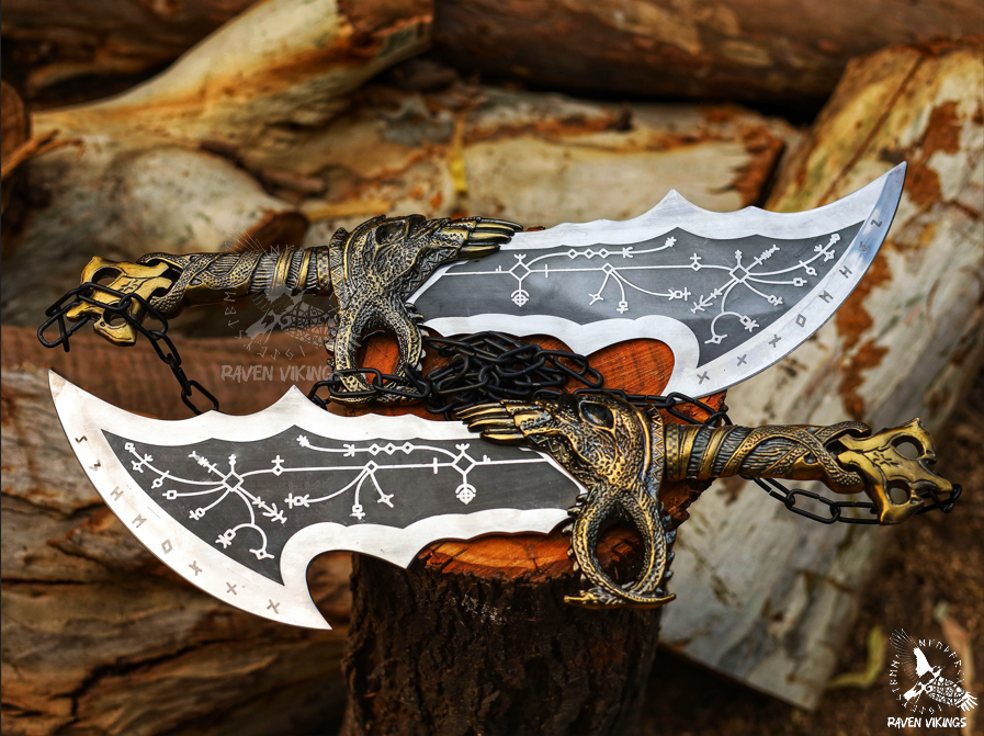 God of War Blades of Chaos Metal God of War Blades of Chaos Sword Twin Blades and Axe Cosplay Gift Idea Christmas Gift for Husband