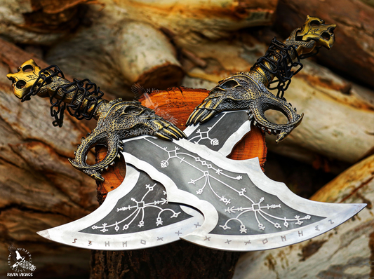 God of War Blades of Chaos Metal God of War Blades of Chaos Sword Twin Blades and Axe Cosplay Gift Idea Christmas Gift for Husband