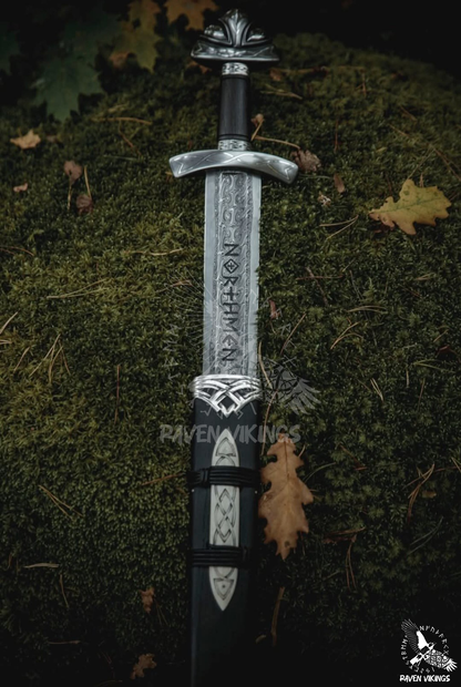 Bring the world of Norse legend to life with this handmade Northman Sword, forged from premium Damascus steel